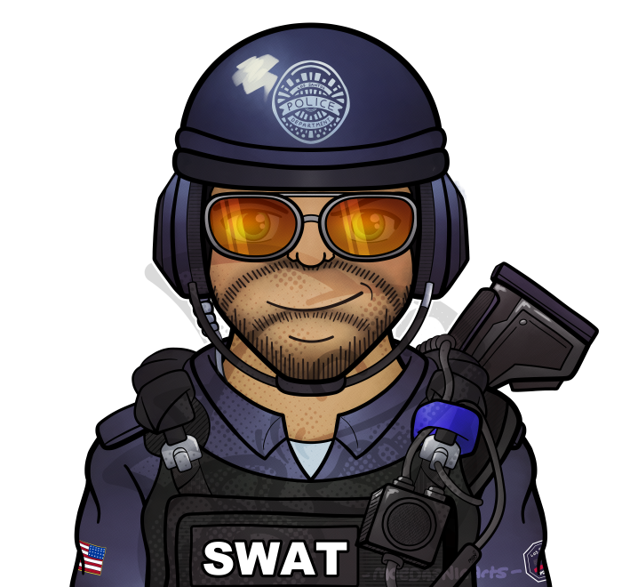 Swat portrait illustration for a GTA RP PD character.