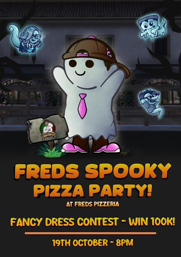 Freds Pizza event poster