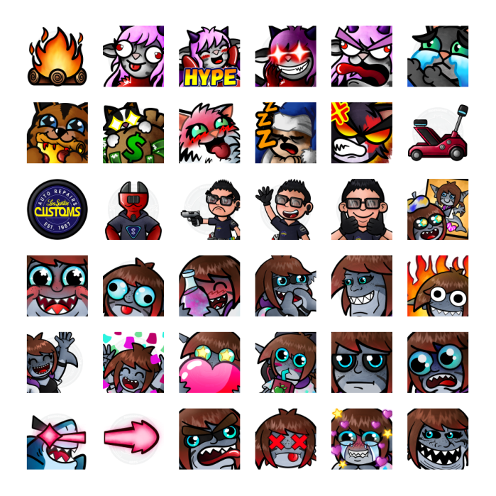 A bunch of emotes designed by Moedasnic