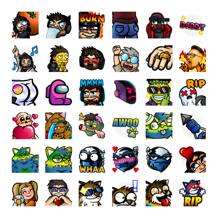 A bunch of emotes designed by Moedasnic