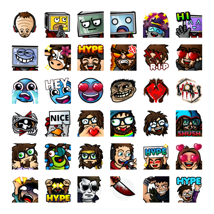 A bunch of emotes designed by Moedasnic