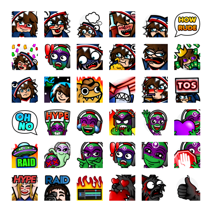 A bunch of emotes designed by Moedasnic